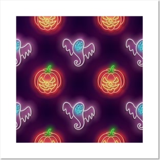 Neon Halloween design Posters and Art